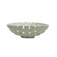 Plat Rond Tressé Céramique Blanc, Bazardeluxe