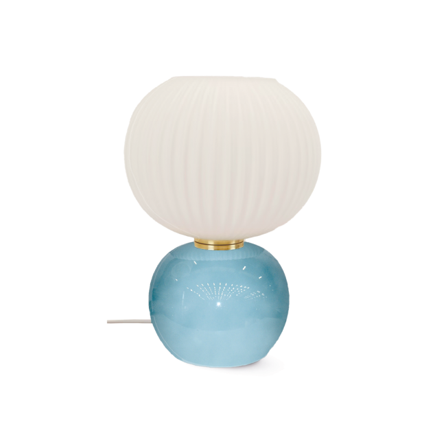 Lampe en verre Adonis Bleu givré 28 cm, Opjet