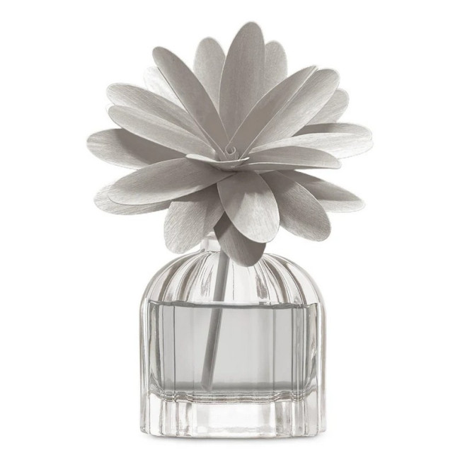 Diffuseur de parfum Strié Fleurs de Coton avec Fleur Grise, Muhà