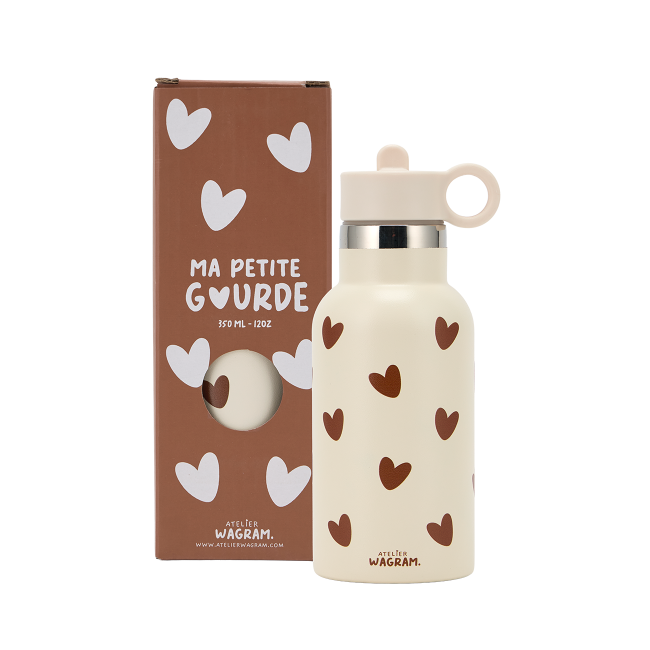 Gourde en acier inoxydable Cœurs Crème, Atelier Wagram