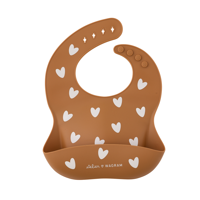 Bavoir en silicone Cœurs Caramel, Atelier Wagram