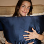 Taie d'Oreiller en Soie 65 x 65 cm Bleu Nuit, Emily's Pillow