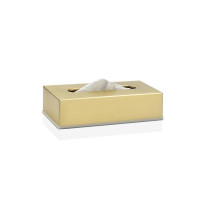 Boîte à Mouchoirs rectangulaire Inox Doré, Andrea House