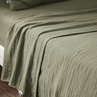 Drap plat Gaïa Romarin en gaze de coton, L'Effet papillon