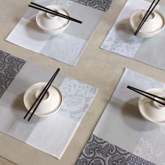 Set de table enduit Fleurs de Kyoto Brume, Le Jacquard Français