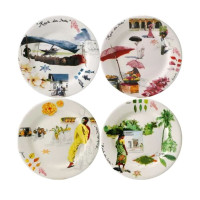 Coffret 4 assiettes dessert Route des Indes, Faïencerie de Gien