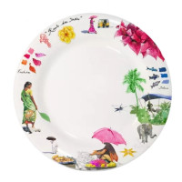 Coffret 4 assiettes plates Route des Indes, Faïencerie de Gien