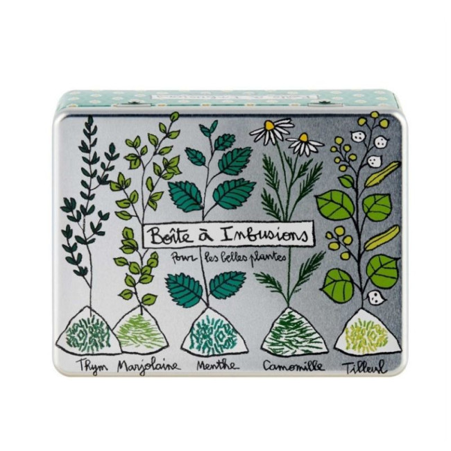 Boîte à tisanes compartimentée Infusions pour les belles plantes, Derrière la porte