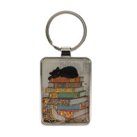 Porte Clés rectangle Bug Art Chat Livres, Kiub