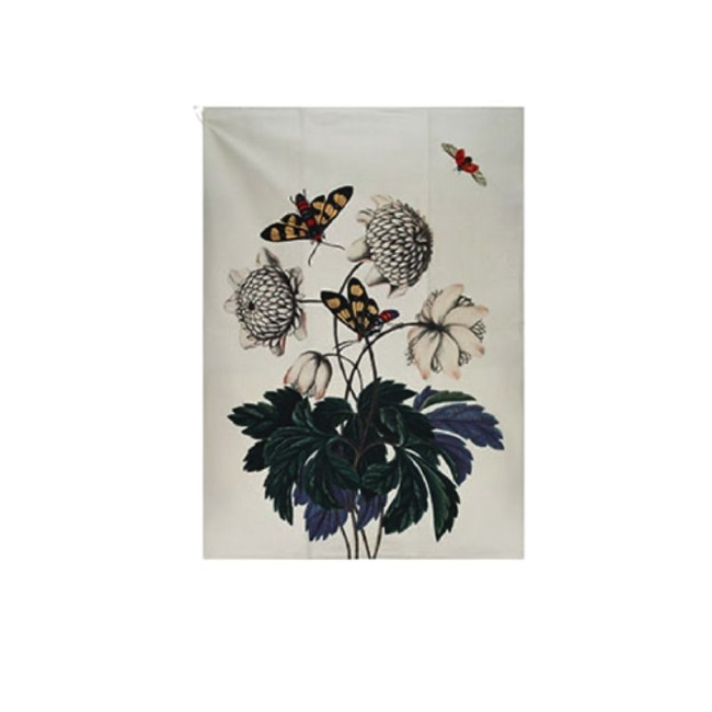 Torchon Encyclopedia Fleurs Papillons Vert, Kiub