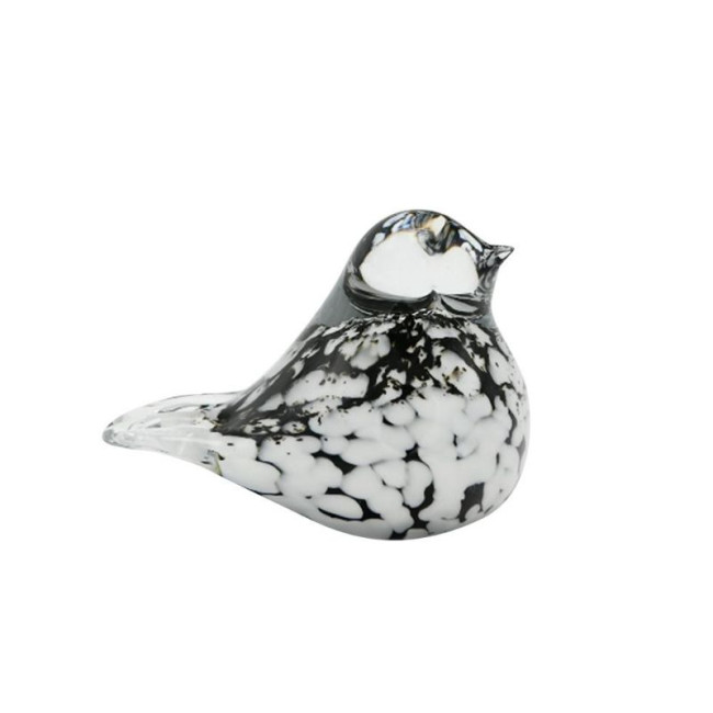 Oiseau en verre noir et blanc, Emdé