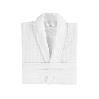 Peignoir Mixte en Coton WAFFLE KNOTE Blanc, Sensei