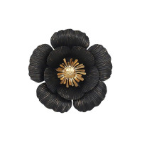 Décoration murale métal Fleur noir doré, Emdé