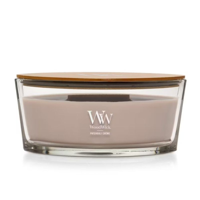 Bougie parfumée Ellipse Patchouli Crème, WoodWick