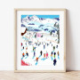 Kit Peinture au Numéro Skiing Among Mountains, Petit Pinceau
