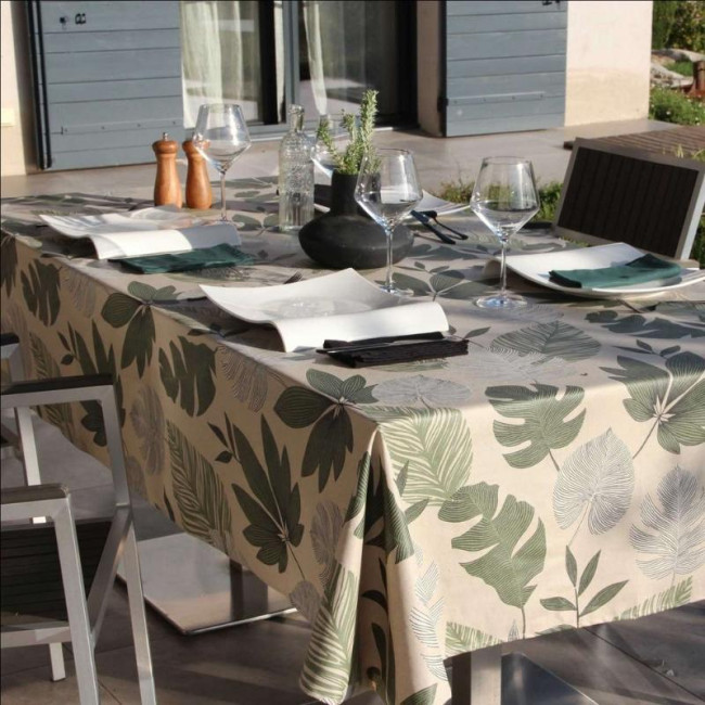 Nappe enduite Bornéo Oil Green, Sud Etoffe