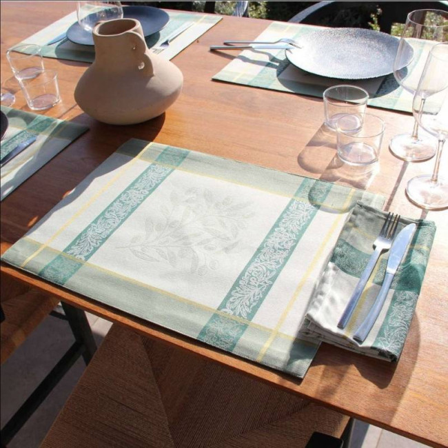 Serviette de table Olea Oil Green, Sud Etoffe