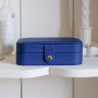 Boîte à Bijoux de Voyage Brigitte Cuir Bleu Marine, Maison Scarlett