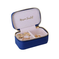 Boîte à Bijoux de Voyage Marie Cuir Bleu, Maison Scarlett Mini Boîte à Bijoux de Voyage Marie Cuir Marine, Maison Scarlett