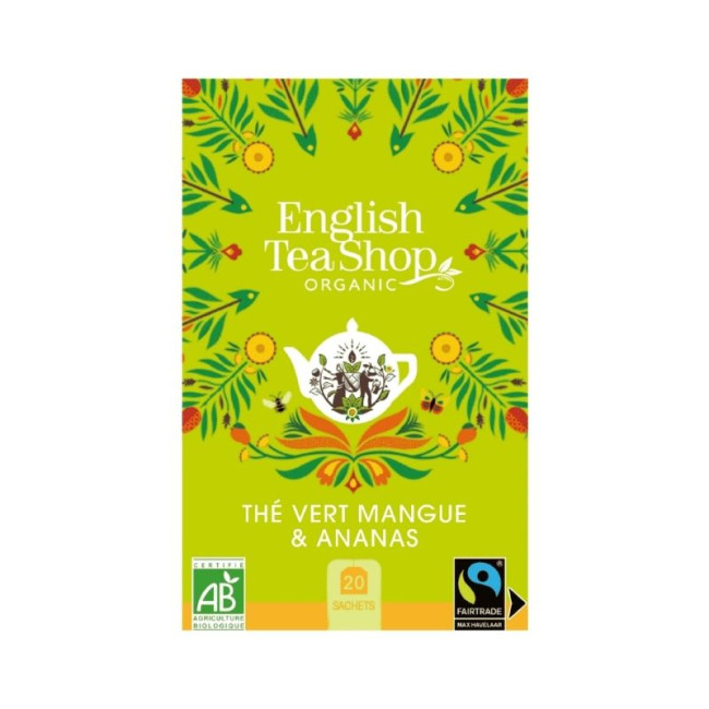 Thé Vert Bio Mangue et Ananas 20 sachets, English Tea Shop