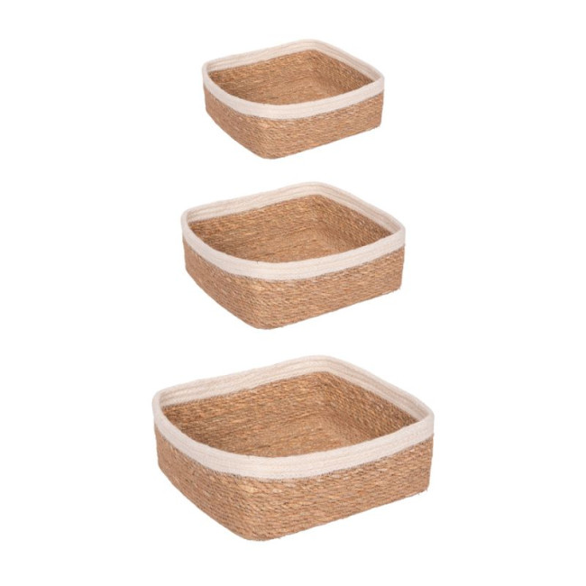 Set de 3 paniers carrés Liserai blanc, Table Passion