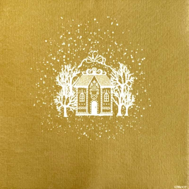 Serviettes en papier Maison Pain d'Epices Or, Françoise PAVIOT