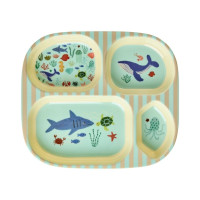 Assiette 4 Compartiments Bleu Ocean Print, Rice