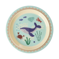 Assiette Plate Bleu Ocean Print en mélamine, Rice