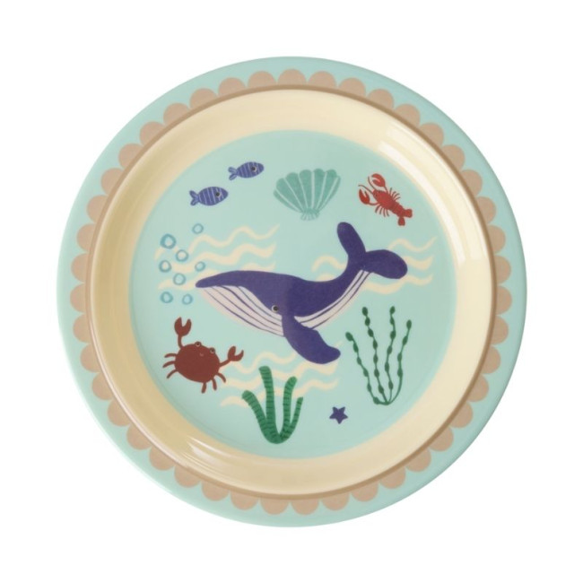 Assiette Plate Bleu Ocean Print en mélamine, Rice