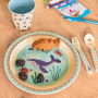 Assiette Plate Bleu Ocean Print en mélamine, Rice