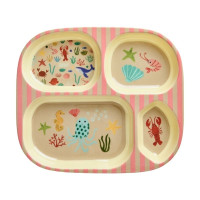 Assiette 4 Compartiments Corail Ocean Print, Rice