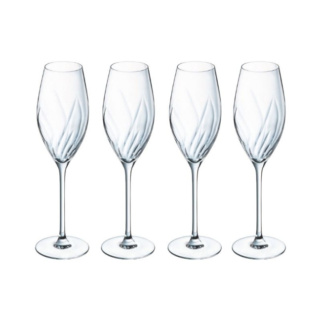 Coffret 4 Flûtes 24 cl Swirly, Cristal d'Arques