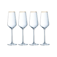 Coffret 4 Flûtes 23 cl Ultime Bord Or, Cristal d'Arques