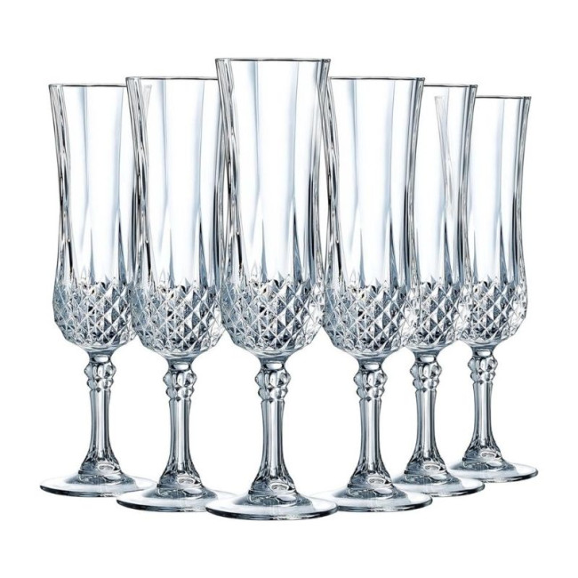 Coffret 6 Flûtes 12 cl Longchamp, Cristal d'Arques