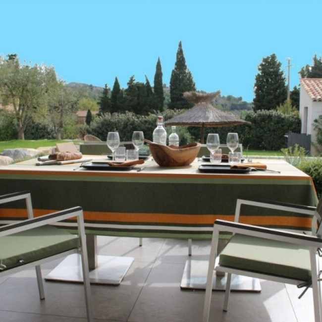 Nappe enduite Oleron Oil Green, Sud Etoffe