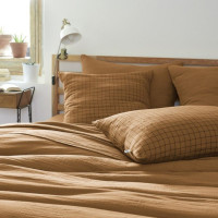 Taie d'oreiller Gaze de coton Gaïa Mix Camel, L'effet papillon Taie d'oreiller Gaze de coton Gaïa Mix Camel, L'effet papillon