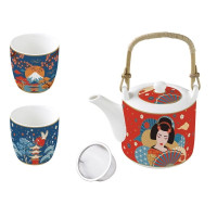 Théière avec 2 Gobelets en Porcelaine Tokyo, Easy Life