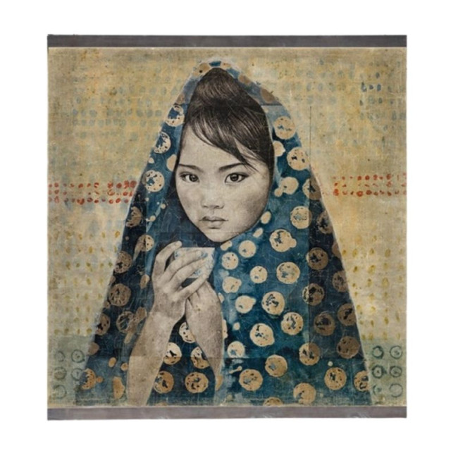 Panneau 120 x 120 cm Le Voile Indigo, Alfonz