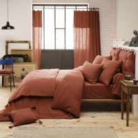 Taie d'oreiller Gaze de coton Gaïa Terracotta, L'effet papillon Taie d'oreiller Gaze de coton Gaïa Terracotta, L'effet papillon