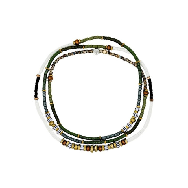 Collier et Bracelet 3 tours Pistachio, Têtes Blondes