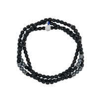 Collier et Bracelet 3 tours Gentleman Silver Noir Mat, Têtes Blondes