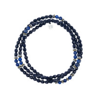Collier et Bracelet 3 Tours Gentleman Navy, Têtes Blondes