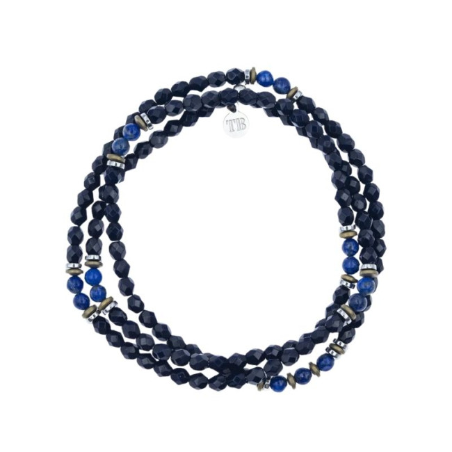 Collier et Bracelet 3 Tours Gentleman Navy, Têtes Blondes