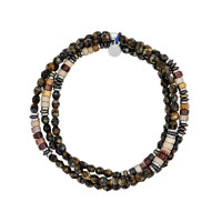 Collier et Bracelet 3 Tours Gentleman Chocolat, Têtes Blondes