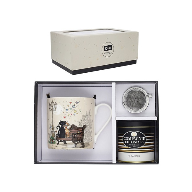 Coffret Mug et Thé en Vrac Bug Art Couple de Chats, Kiub