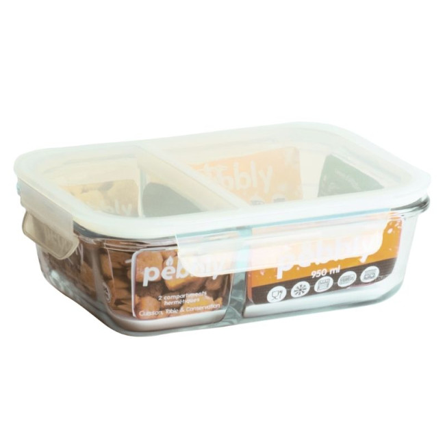 Boîte Rectangulaire Compartimentée en verre 950 ml, pebbly