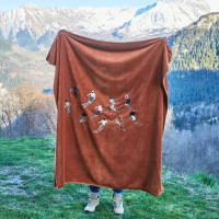 Plaid Polaire Brodé Après-Ski Caramel, Sylvie Thiriez