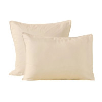 Taie d'oreiller Satin de Coton Lyocell Beige Pétale, Sylvie Thiriez