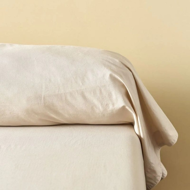 Taie de Traversin Percale Lavée Beige, Sylvie Thiriez