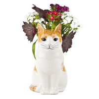 Vase Chat Blanc Roux L, Quail Ceramics UK